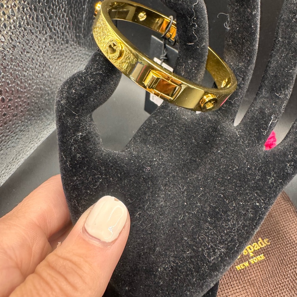 kate spade Gold Tone Hinged Bangle Bracelet - Picture 7 of 7